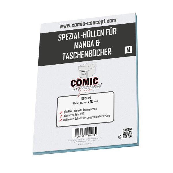 Comic Concept Spezial-Hüllen (ohne Lasche) für Manga & Taschenbuch M (146 x 210 mm)