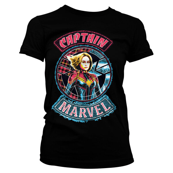 Captain Marvel Damen T-Shirt - Patch (schwarz)
