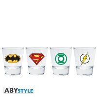DC Comics Schnapsglas 4er Set: Emblem (5 cl)