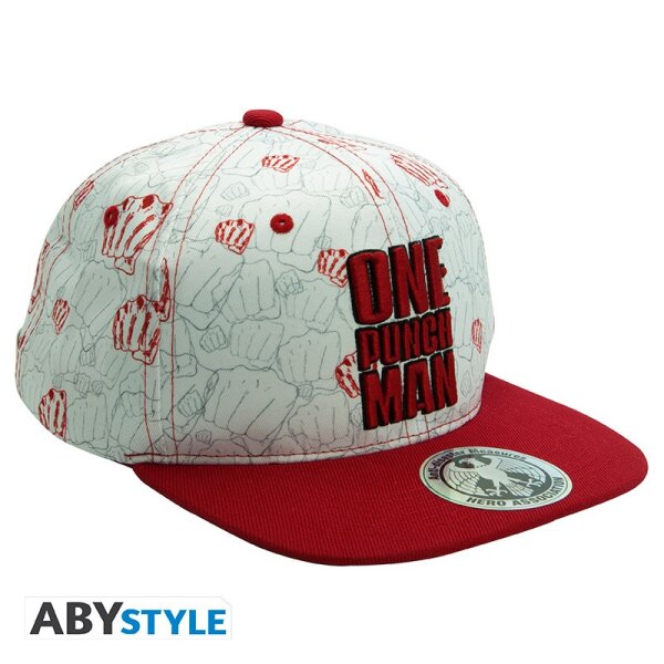 One Punch Man Baseball Cap Snapback - Punches (weiß/rot)