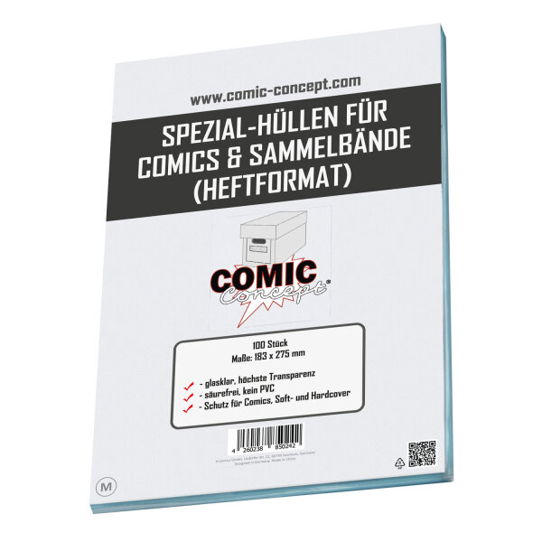 Comic Concept Spezial-Hüllen (ohne Lasche) für Comics und Sammelbände (Heftformat) (183 x 275 mm)