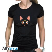 Sailor Moon Damen T-Shirt (Girlie): Katze Luna (schwarz)
