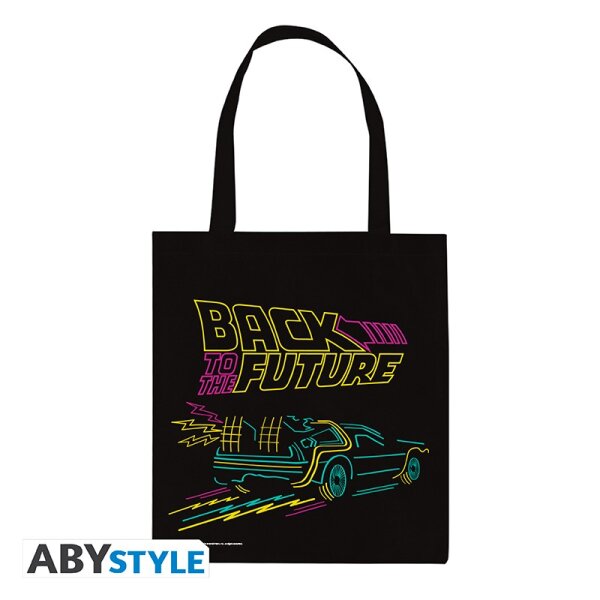 Back to the Future Einkaufstasche Neon DeLorean