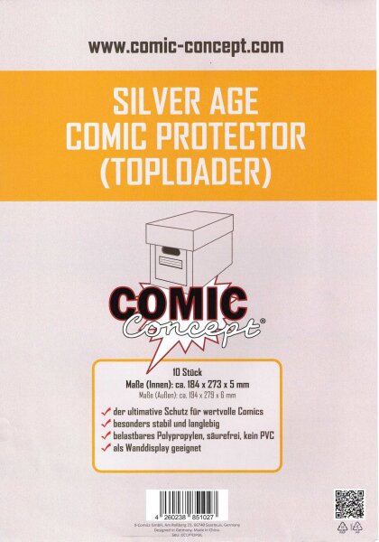 Comic Concept 10x Silver Size Comic Protector Toploader